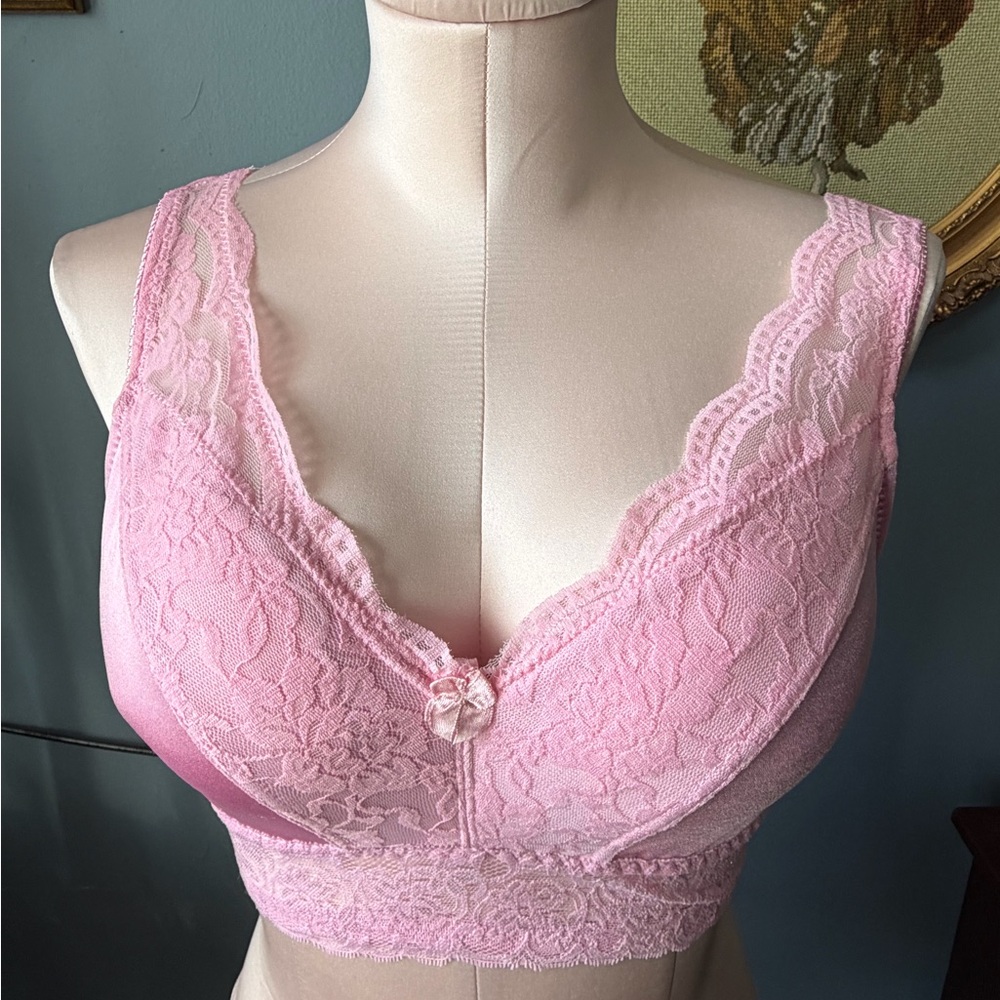 Rhonda Shear Pink Lace Bra Sz M